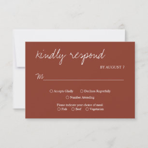 Rustic Simplicity Sienna Kraft Modern Wedding RSVP Card