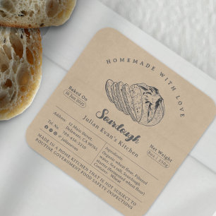 Rustic Sketch Homemade Sourdough Cottage Law Label