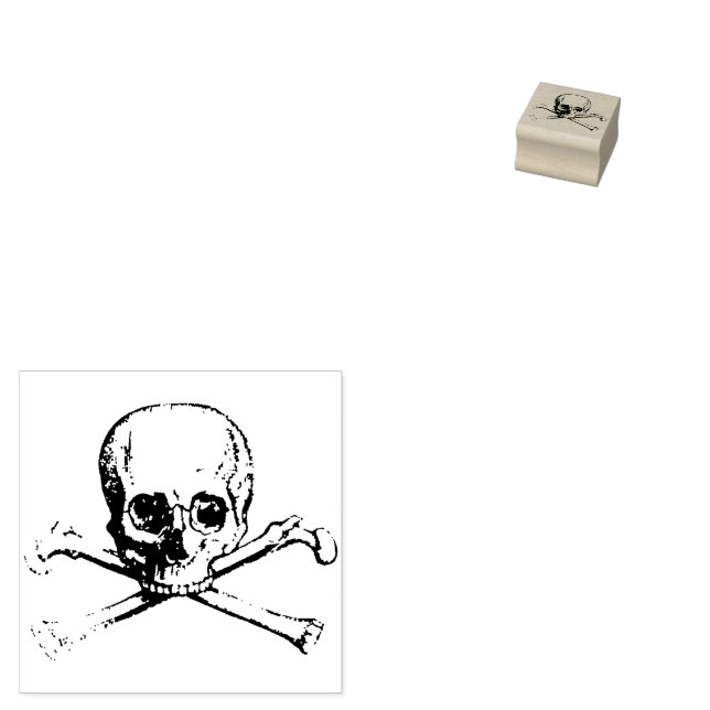 Rustic Skull and Crossbones Vintage Rubber Stamp (Stamped)