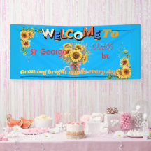 Rustic sky blue Sunflower Teacher Classroom Welc