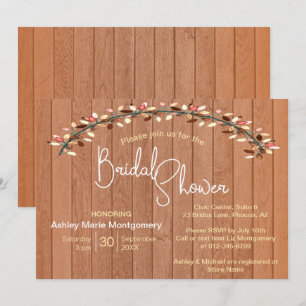Rustic Slat Wood Colorful Leaf Arch Bridal Shower Invitation