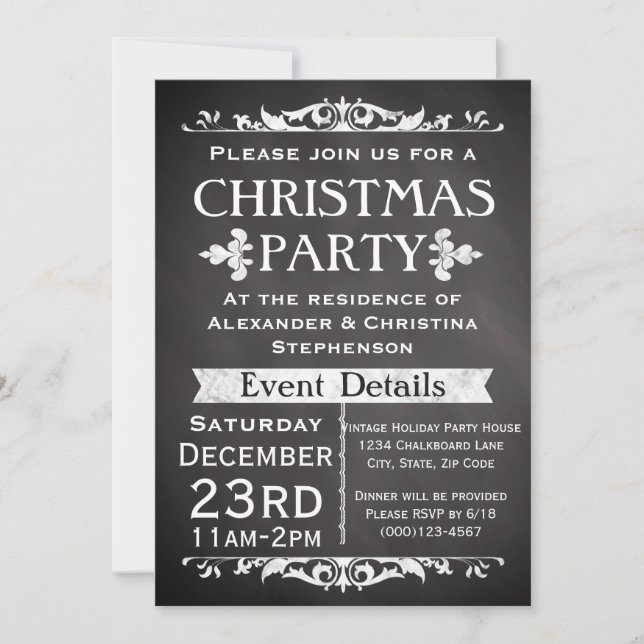 Rustic Slate Christmas Party Invitation (Front)