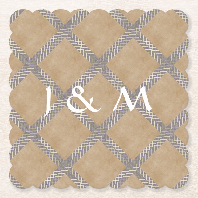 Rustic Slate grey disposable wedding tableware Paper Coaster (Front)