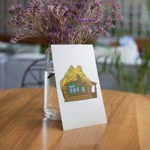 Rustic Slavic Log House Traditional Thatched Roof Invitation