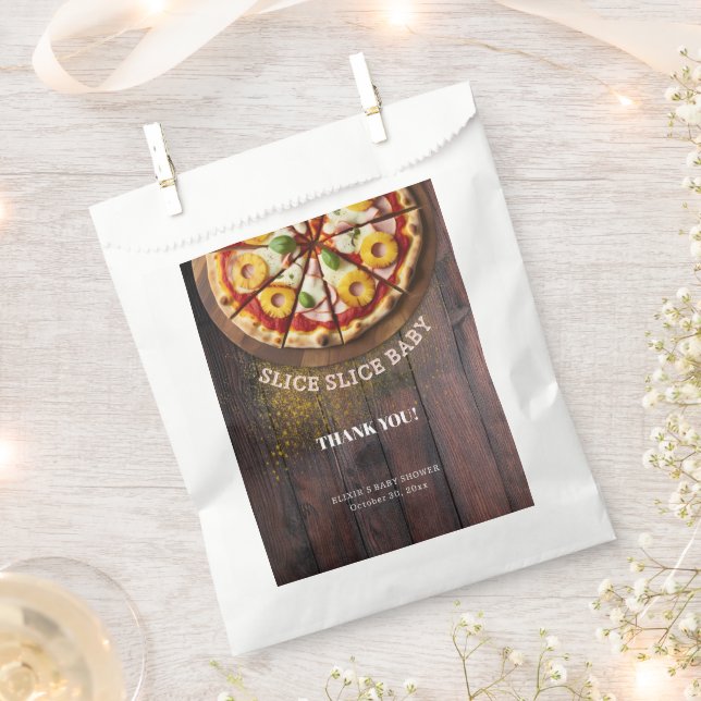 Rustic Slice Slice Pizza Baby Shower Favour Bag (Clipped)