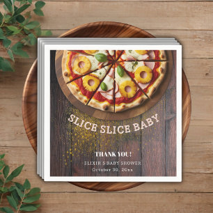 Rustic Slice Slice Pizza Baby Shower Napkin