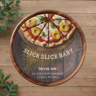 Rustic Slice Slice Pizza Baby Shower Paper Plate