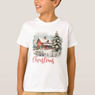 Rustic Small Town Christmas Farmhouse Kids T-Shirt