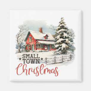 Rustic Small Town Christmas Farmhouse Magnet