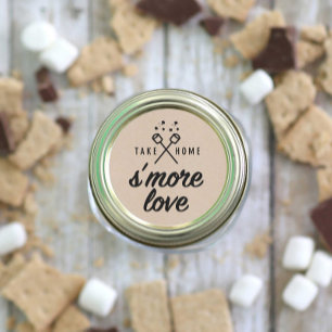 Rustic S'more Love Kraft Wedding Favour Classic Round Sticker