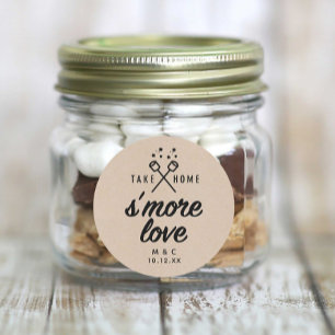 Rustic S'more Love Kraft Wedding Favour Classic Round Sticker