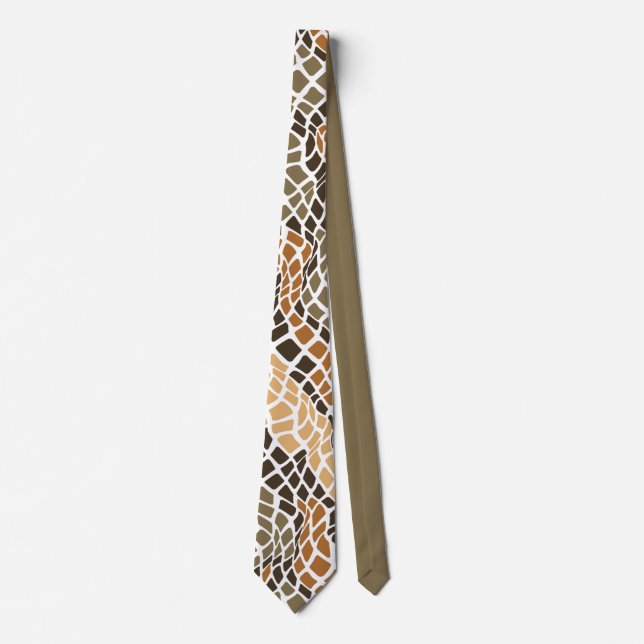 Rustic Snake Skin Camouflage Pattern Brown Beige Tie (Front)