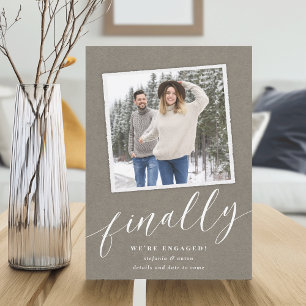 Rustic Snapshot Photo Engagement Announcement