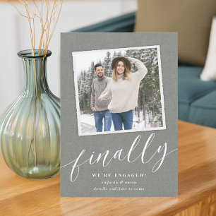 Rustic Snapshot Photo Engagement Announcement