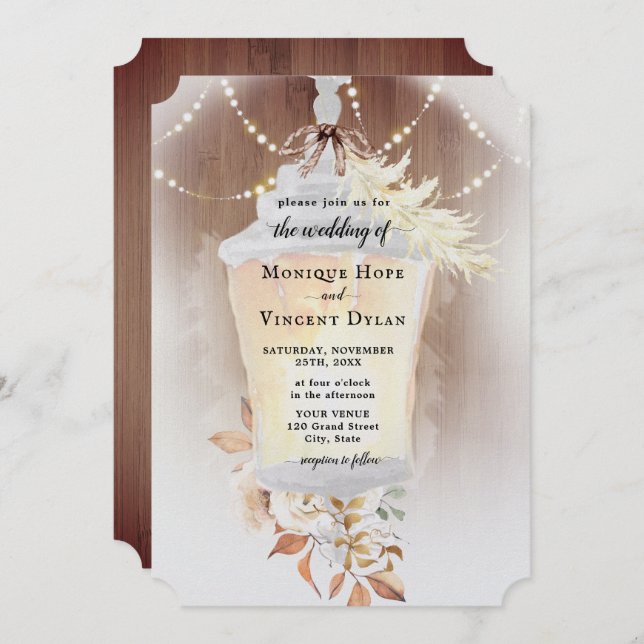 Rustic Snow Lantern Invitation (Front/Back)