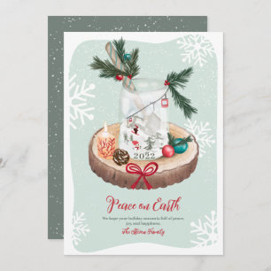 Rustic snow wood Christmas illustrations Holiday Card