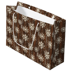 Rustic Snowflakes Large Gift Bag