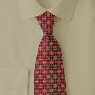 Rustic Snowflakes & Plaid Christmas Tie