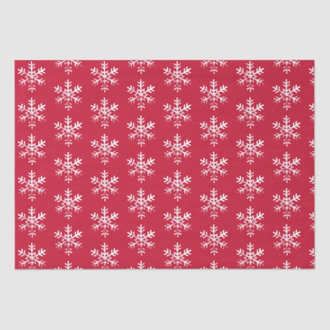 Rustic Snowflakes Red Tissue Paper (Front)