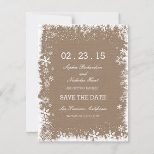 Rustic Snowflakes Winter Save the Date Cards