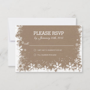 Rustic Snowflakes Winter Weddings RSVP cards