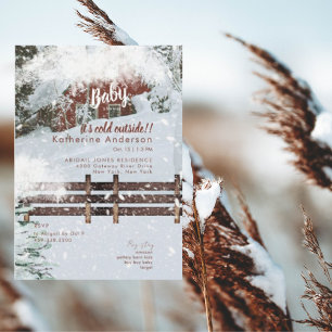Rustic Snowy Baby it's Cold Outside Invitation