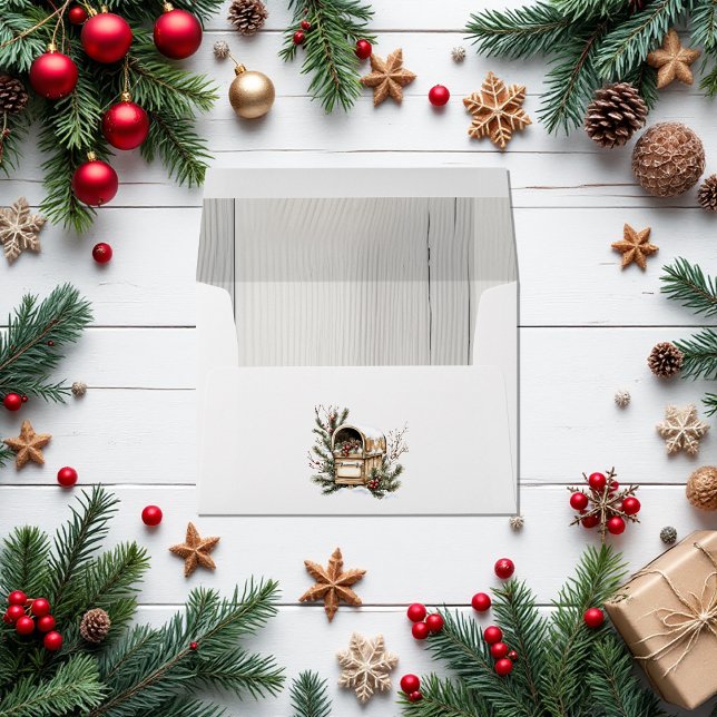 Rustic Snowy Mailbox Christmas Envelope (Rustic Snowy Mailbox Christmas Envelope)