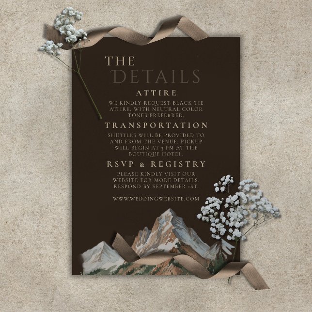 Rustic Snowy Mountain Landscape Watercolor Wedding Enclosure Card (Rustic Snowy Mountain Landscape Watercolor Wedding Enclosure Card)