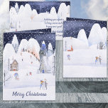 Rustic Snowy Mountain Village Winter Holiday<br><div class="desc">A luxury rustic watercolor painted snowy mountain village scene featuring skiiers on the hills,  chalet and houses with big snow.</div>
