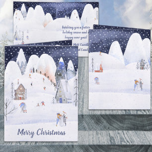 Rustic Snowy Mountain Village Winter Holiday Card