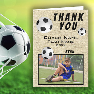 Rustic Soccer Football Sports Thank you Coach Card