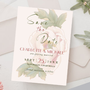 Rustic Soft Pink Peony Wedding Save the Date