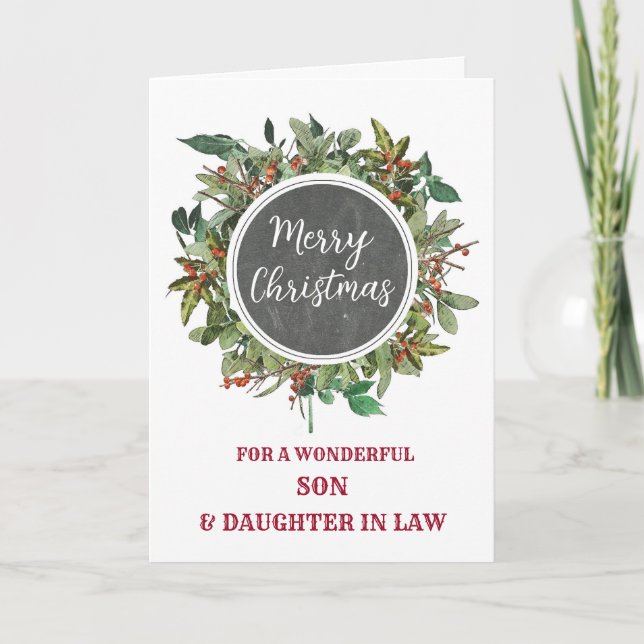 Rustic Son and Daughter in Law Merry Christmas Card (Front)