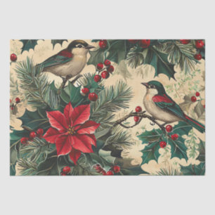 Rustic Songbird Poinsettia Winter Cream Botanical Tissue Paper