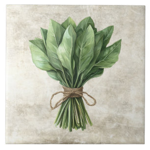 Rustic Sorrel Herb Faux Ceramic Tile