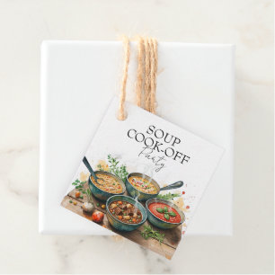 Rustic Soup Cook-Off Potluck Party Watercolor Favour Tags