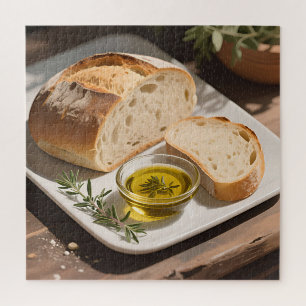 Rustic Sourdough Bread Olive Oil Jigsaw Puzzle
