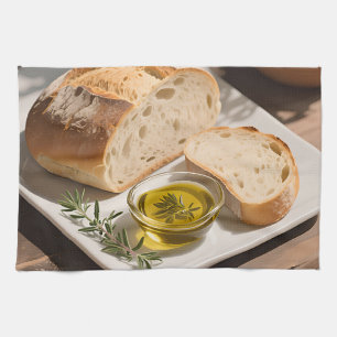 Rustic Sourdough Bread Olive Oil Tea Towel