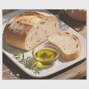 Rustic Sourdough Bread Olive Oil Wrapping Paper