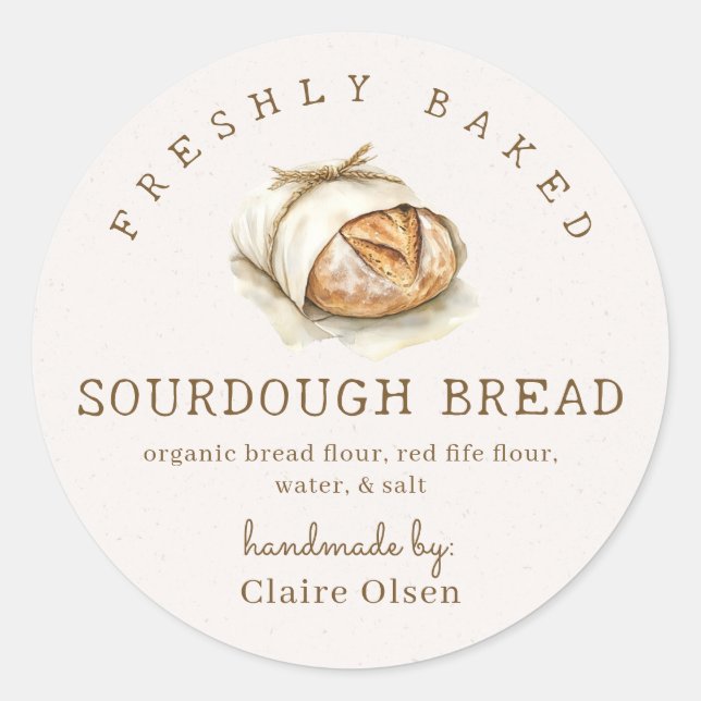 Rustic Sourdough Ingredients Classic Round Sticker (Front)