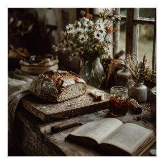 Rustic Sourdough & Wildflowers Poster