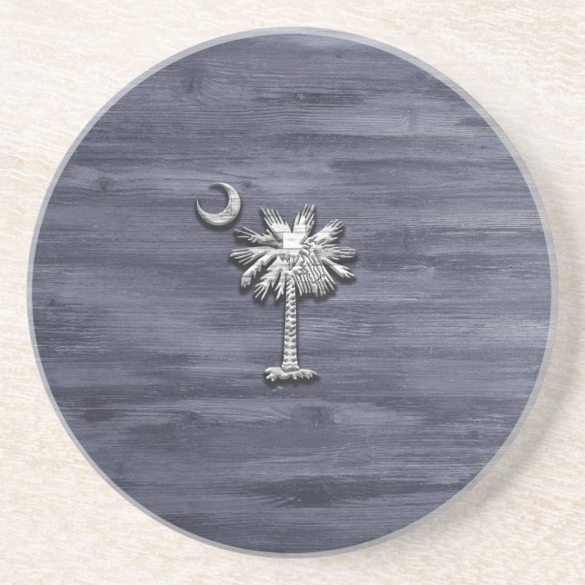 Rustic South Carolina Palmetto and Moon Coaster (Front)