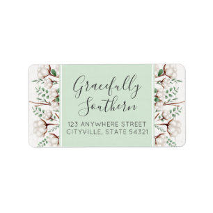 Rustic Southern Cotton Flowers on White Barn Wood Label