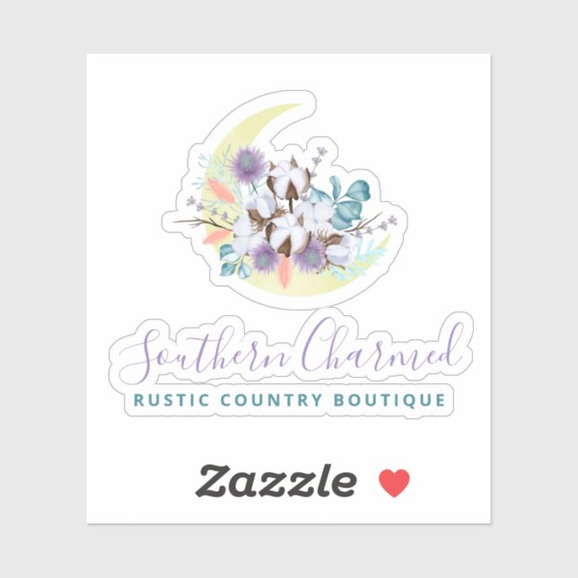 Rustic Southern Country Cotton Floral Moon Logo (Sheet)
