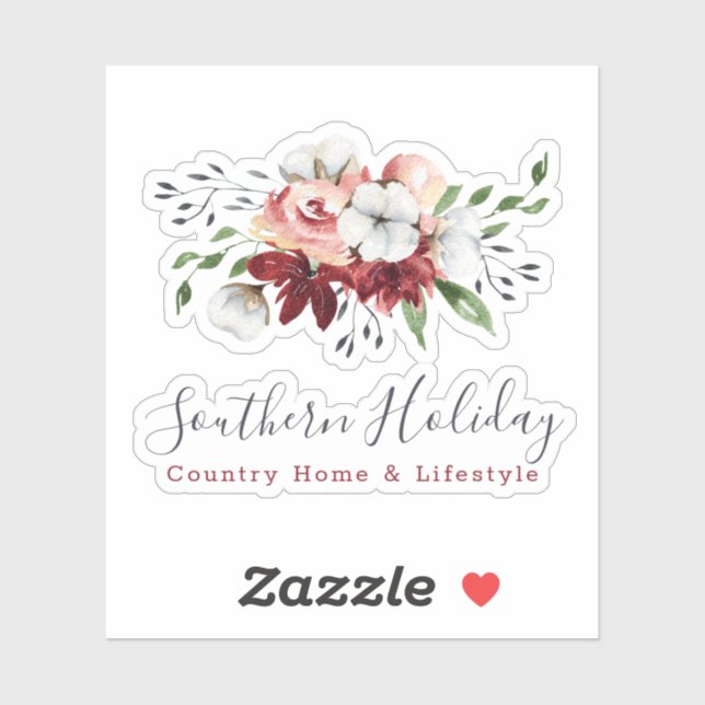 Rustic Southern Country Cotton Floral Shop Logo (Sheet)
