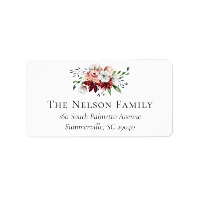 Rustic Southern Floral & Cotton Return Address Label (Front)