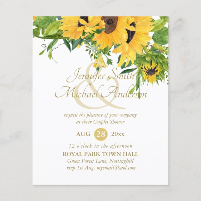 Rustic Southern Sunflowers Wedding Bridal Shower (Front)