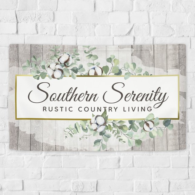Rustic Southern Watercolor Cotton & Botanical Banner (Creator Uploaded)