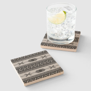 Rustic Southwest Aztec Pattern Sandstone Stone Coaster