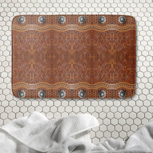 Rustic Southwest Cowboy Western Country Pattern  Bath Mat